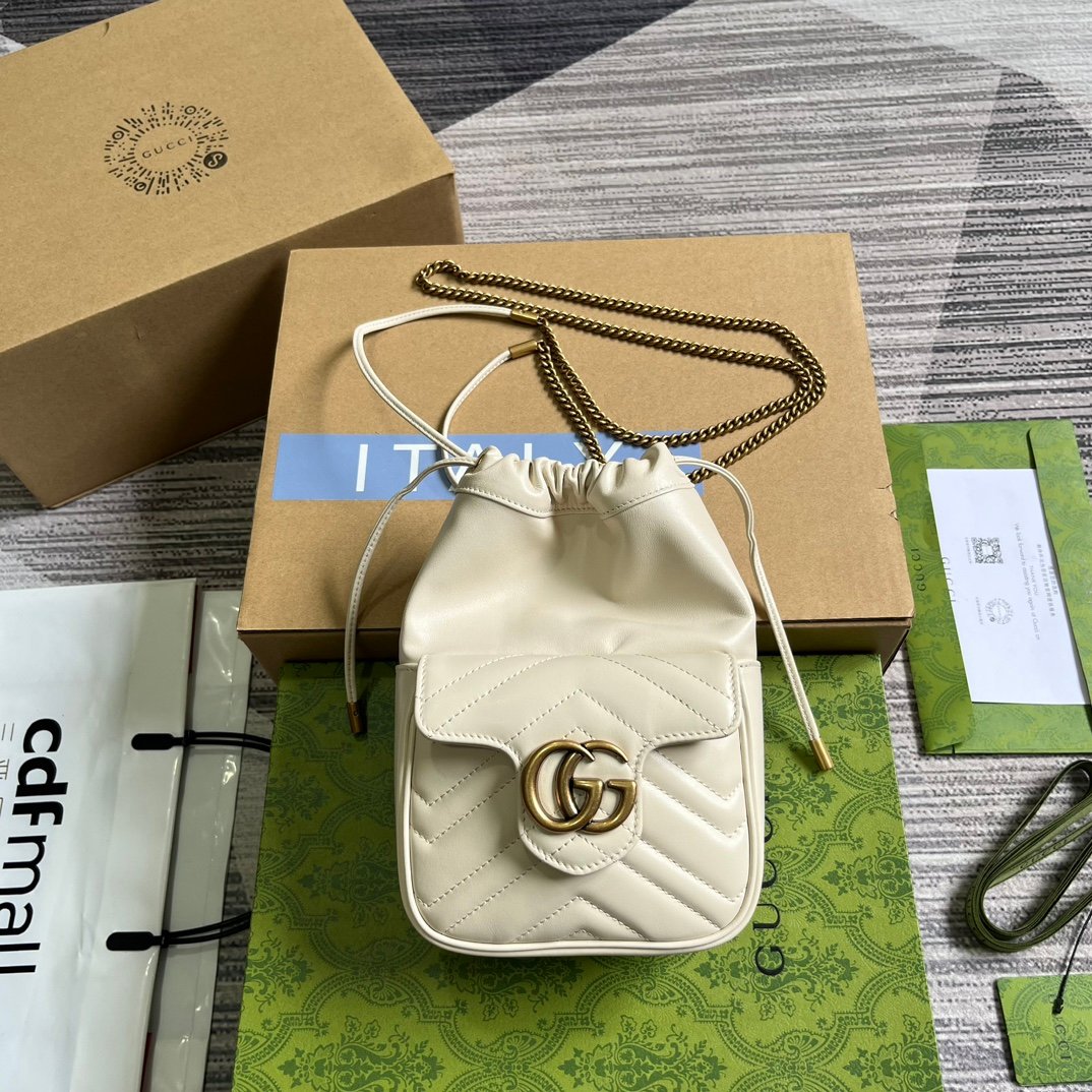 頂級包包GUCCI古驰雙746433白色水桶包