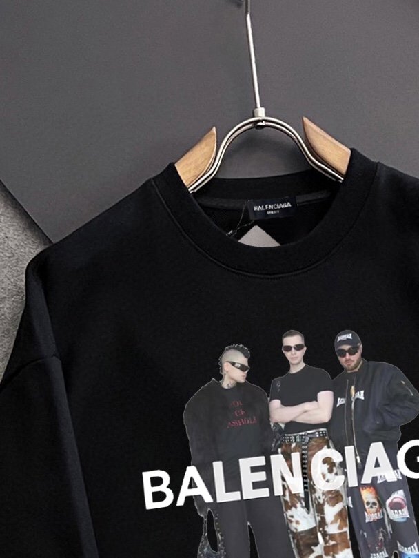 頂級Balenciaga巴黎世家新款字母印花黑色衛衣