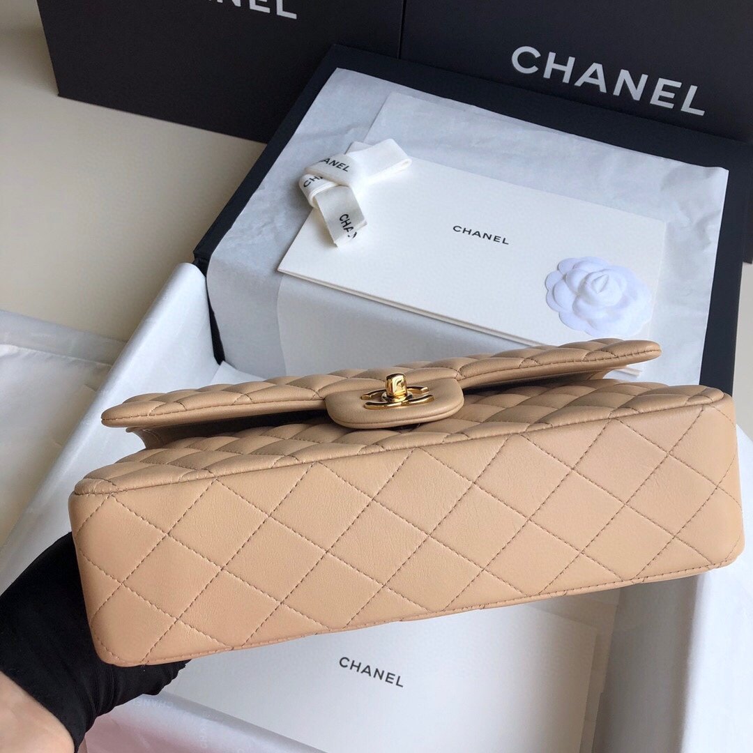 原單chanel香奈兒 Classic Flap Bag小羊皮杏色口蓋包