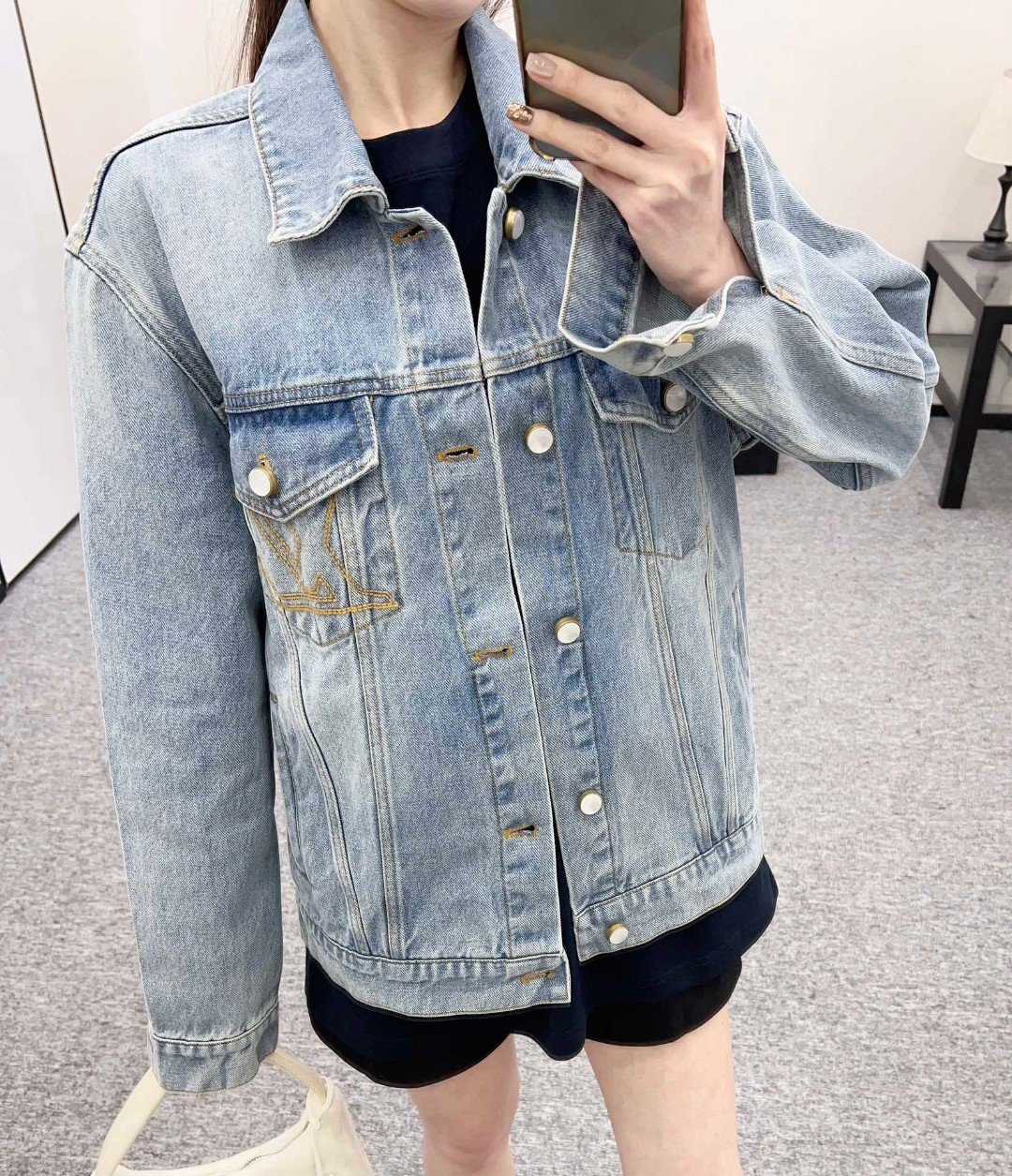 原單LV秋冬新品2025新品女款復古口袋牛仔外套