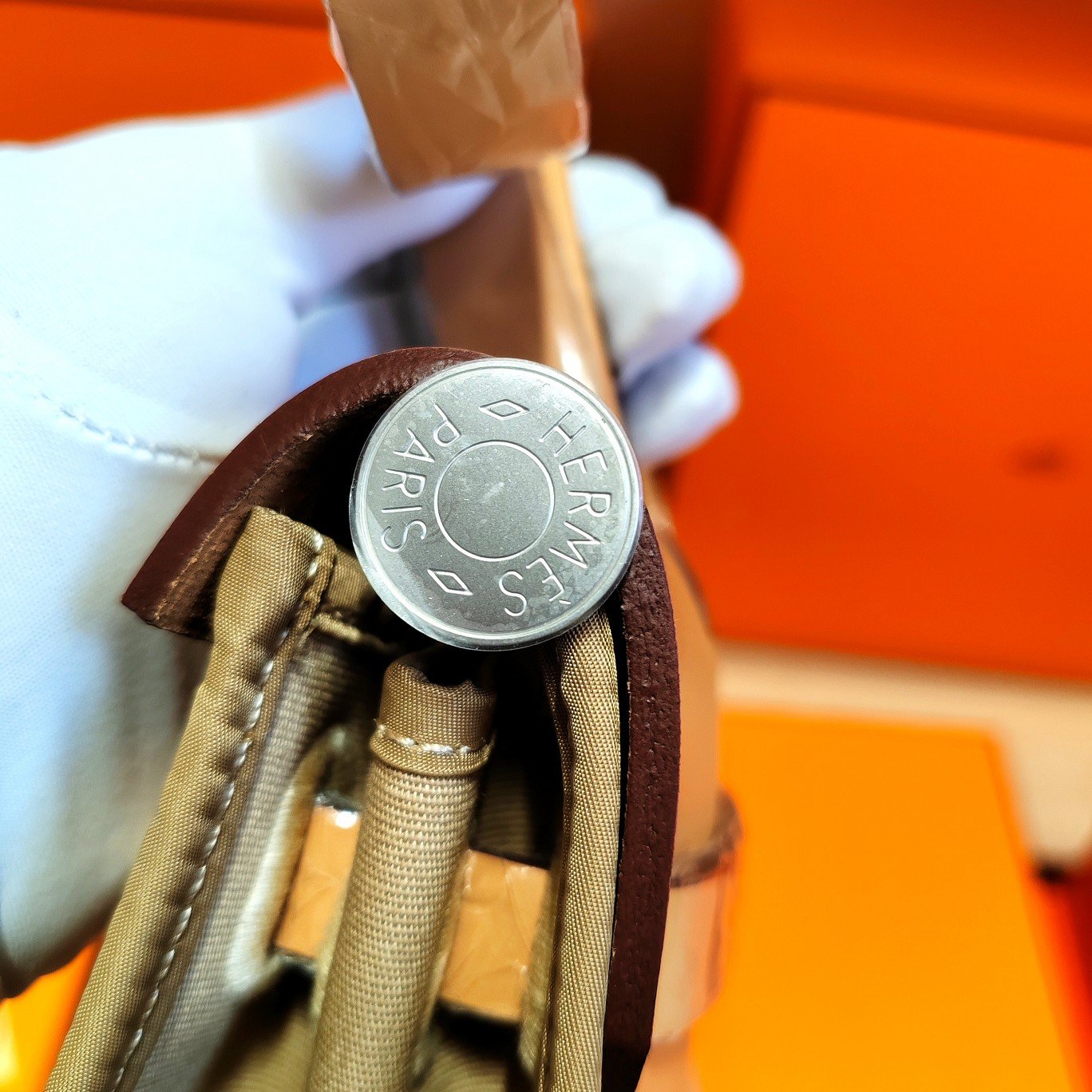 高仿包包Hermes愛馬仕bag 31cm​經典帆布包外縫款​風衣灰
