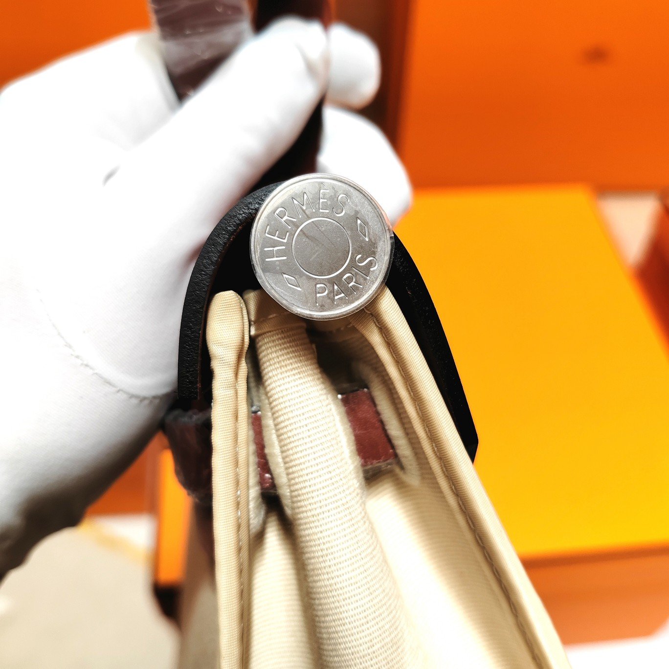 復刻Hermes愛馬仕bag31cm​經典帆布包外縫款​奶昔白