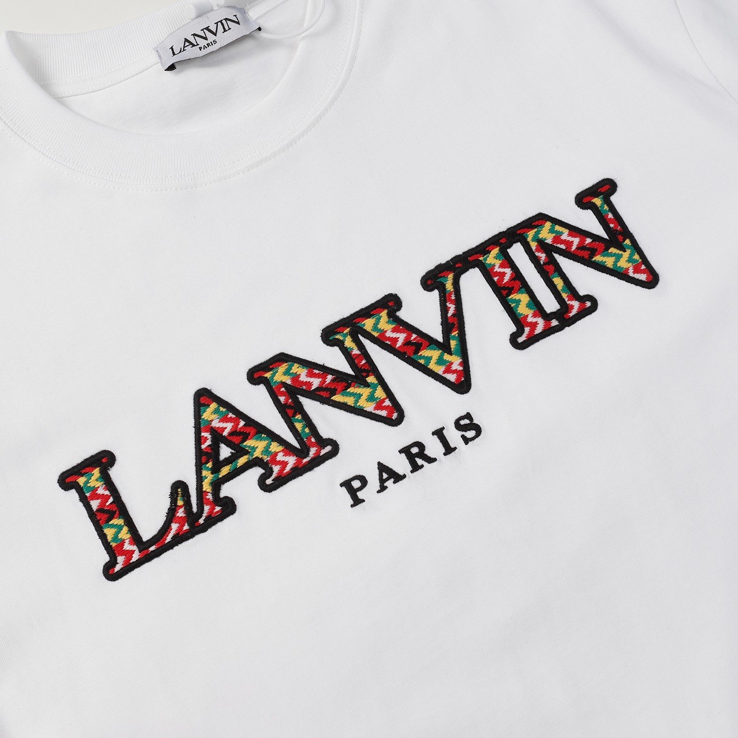 原單LANVIN浪凡新品成毅同款簡約重工刺繡LOGO T恤