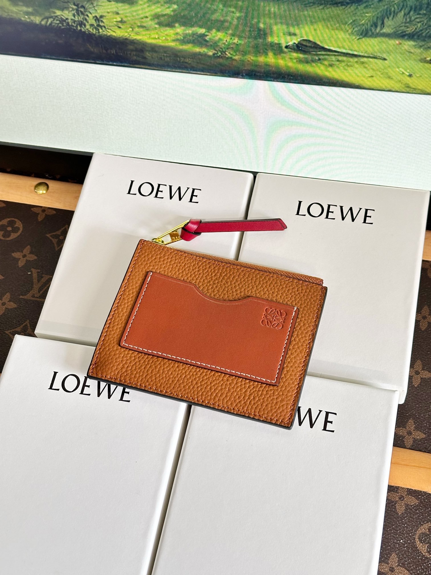 原單loewe羅意威新款棕色零錢包卡包