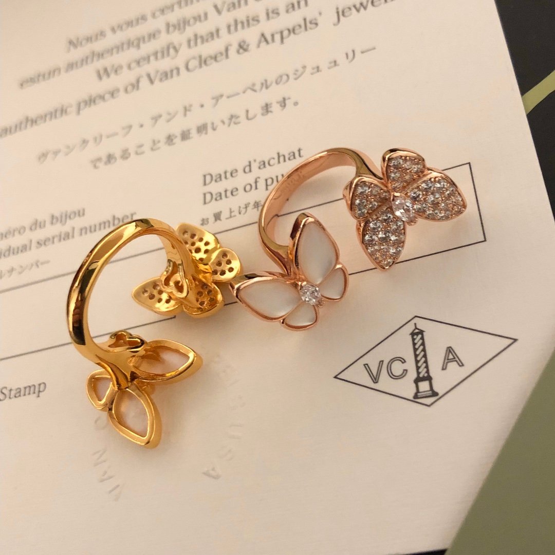 高仿VCA梵克雅寶開口蝴蝶戒指