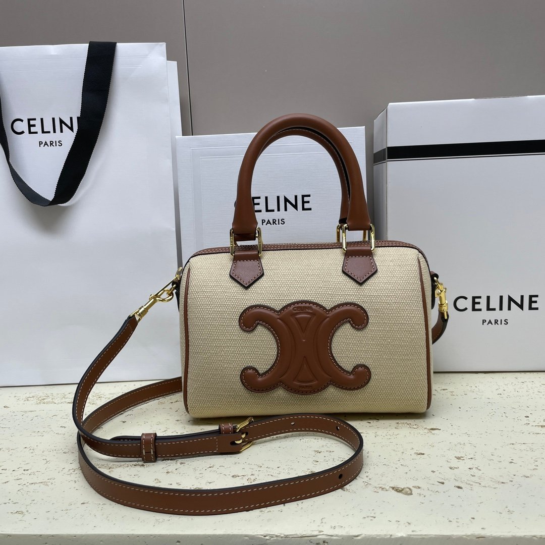 原單Celine賽琳新款帆布波士頓包113773