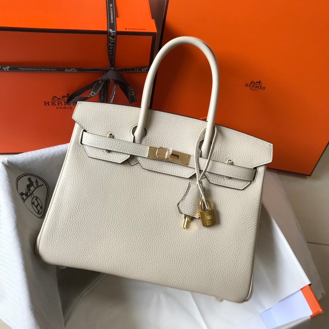 高仿Hermes愛馬仕奶昔白金扣Birkin鉑金包TOGO皮