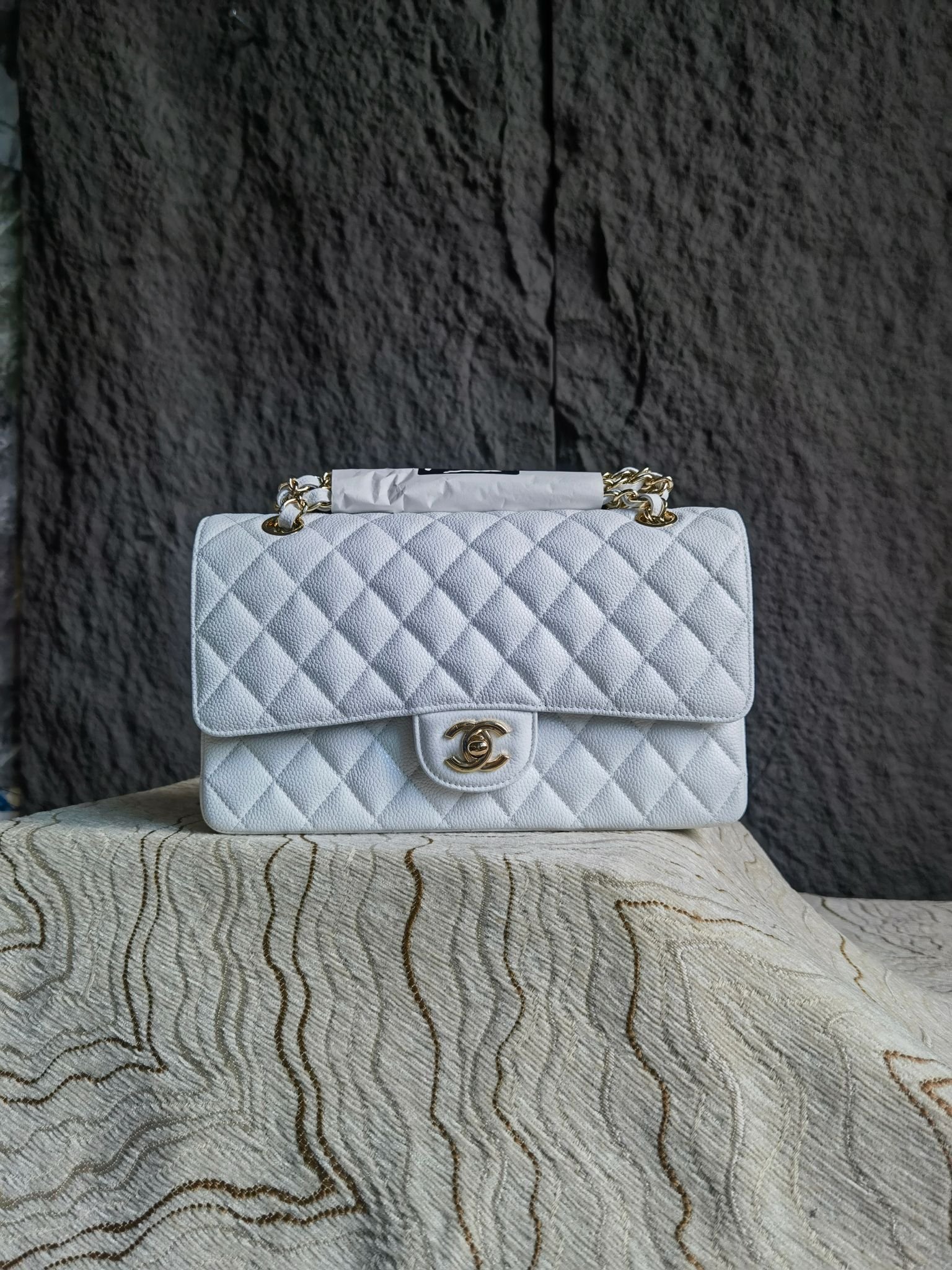 Chanel頂級原單純白CF手提包25.5cm輕奢高級感細膩Hass皮時尚必收AS1112