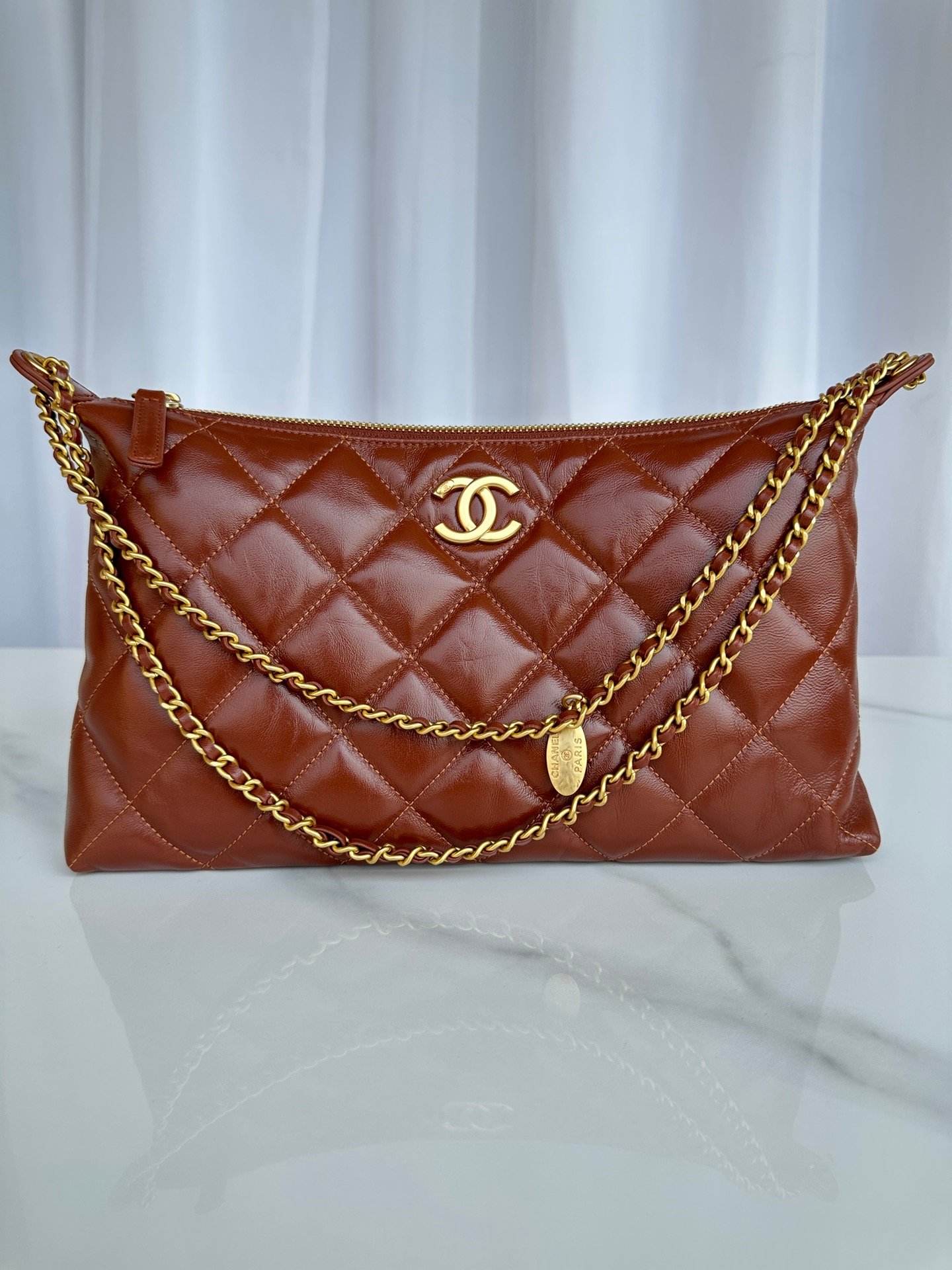 Chanel 精品仿製 焦糖色AS5498 金扣氣質手袋 奢華復古百搭小香風