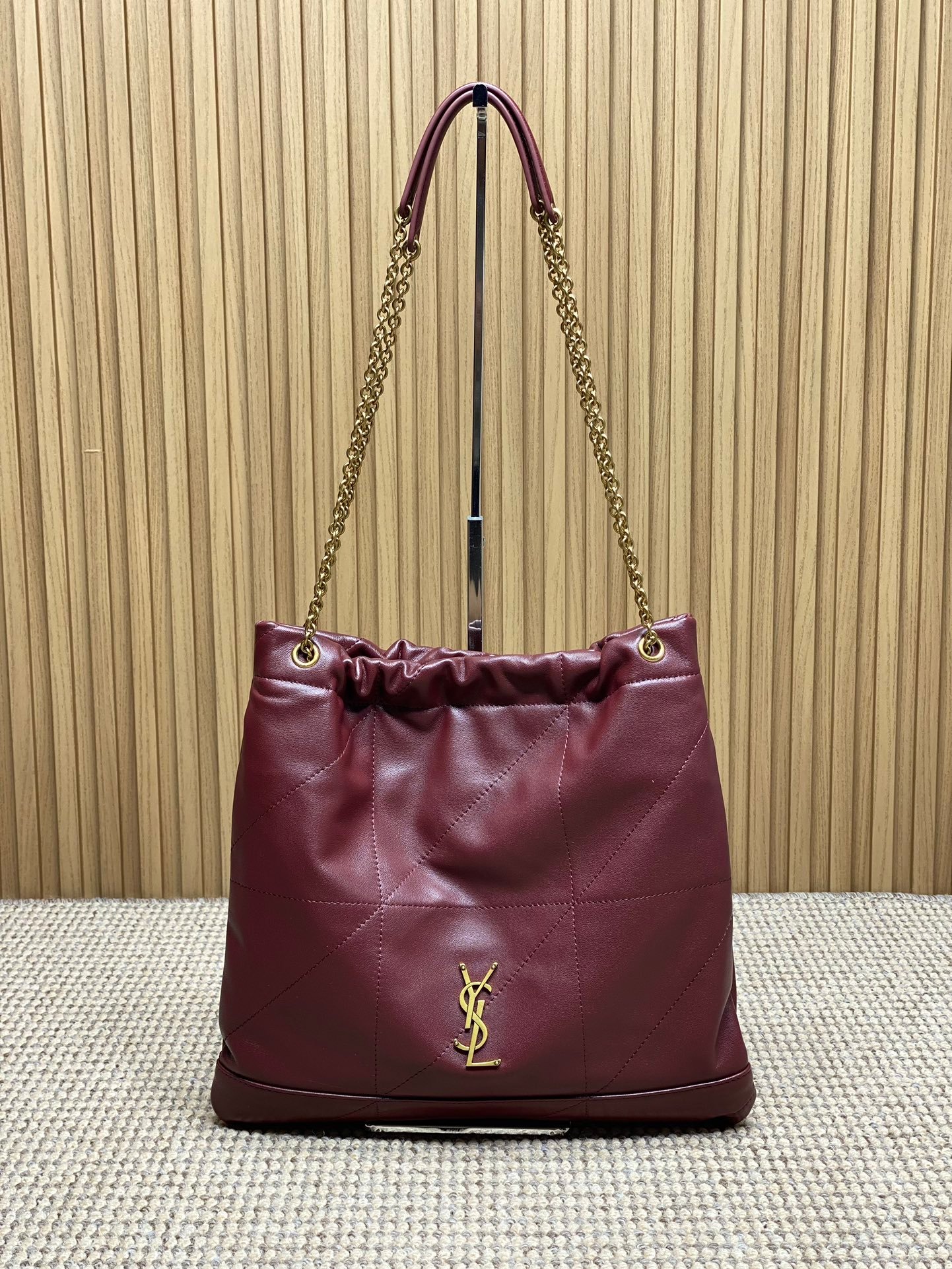 YSL復刻版Jamie包酒紅色羊皮新款絎縫設計大容量慵懶風氣質推薦