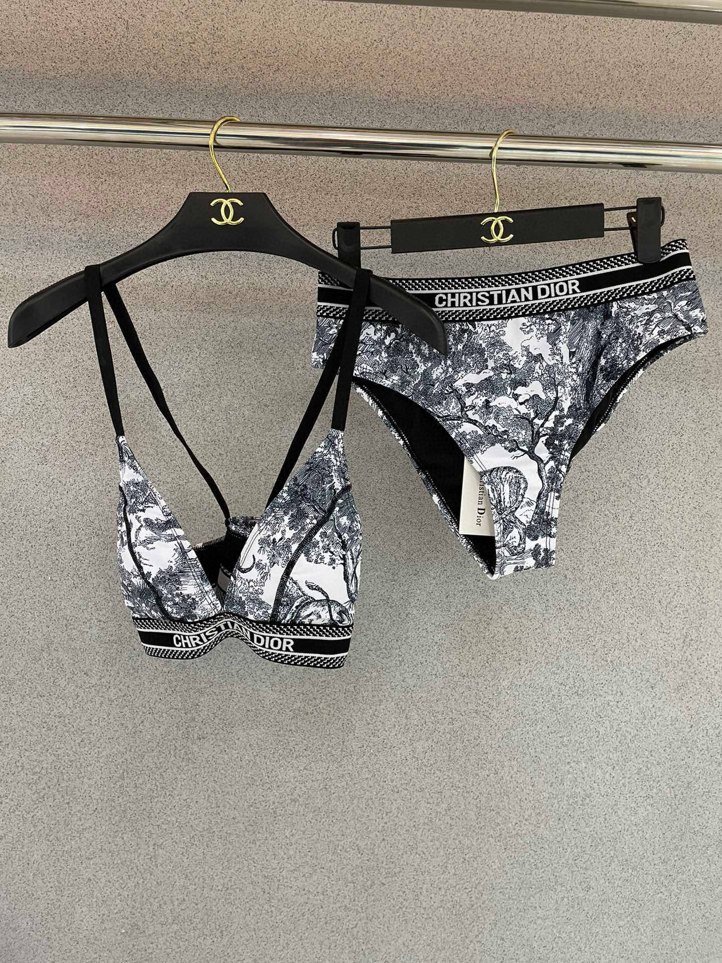Dior精品仿製分體式泳衣顯瘦速乾時尚百搭海灘溫泉必備