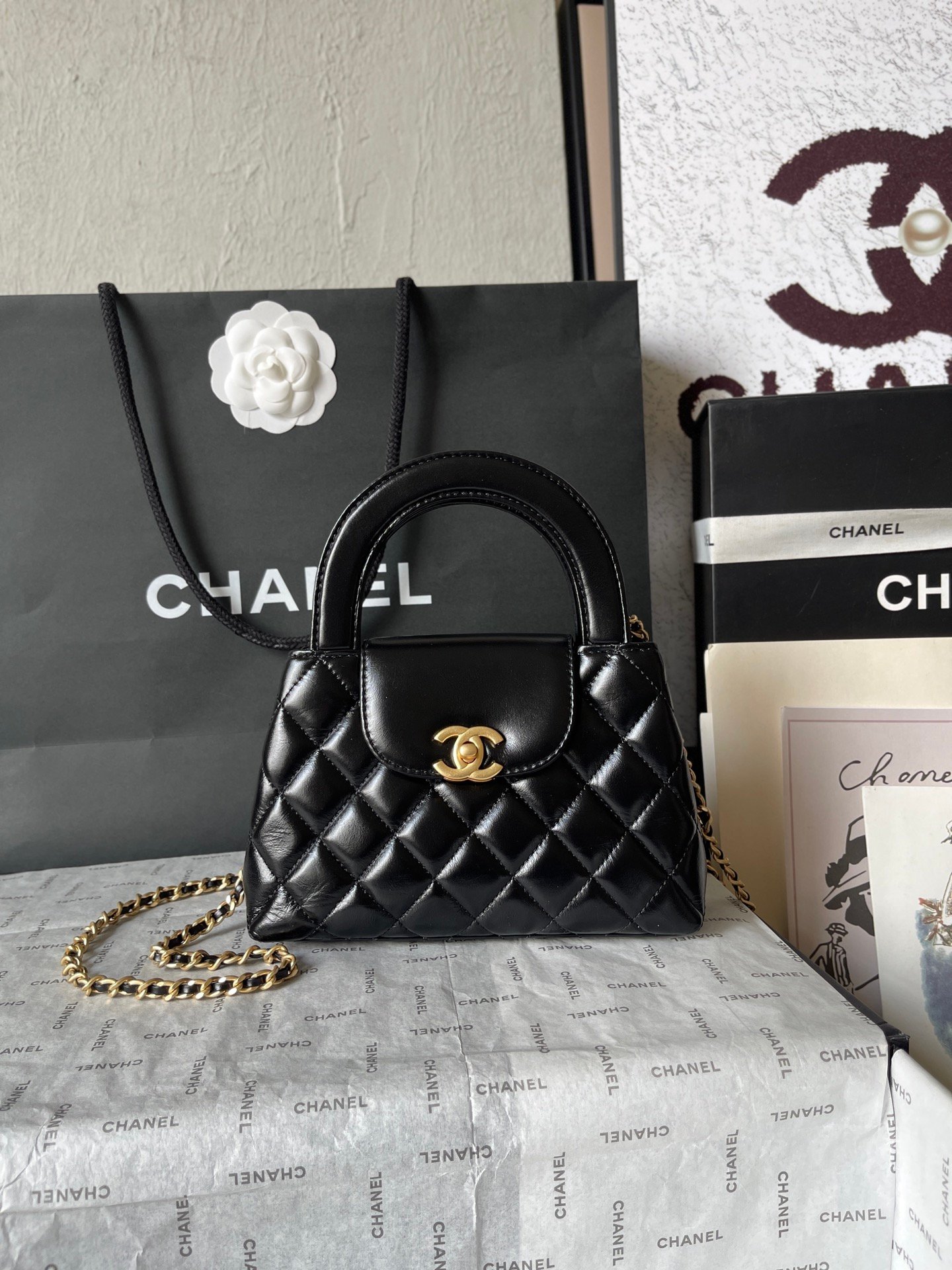 Chanel高仿黑色凱莉包23K秋冬爆款小巧復古設計優雅百搭法式風情AS4416