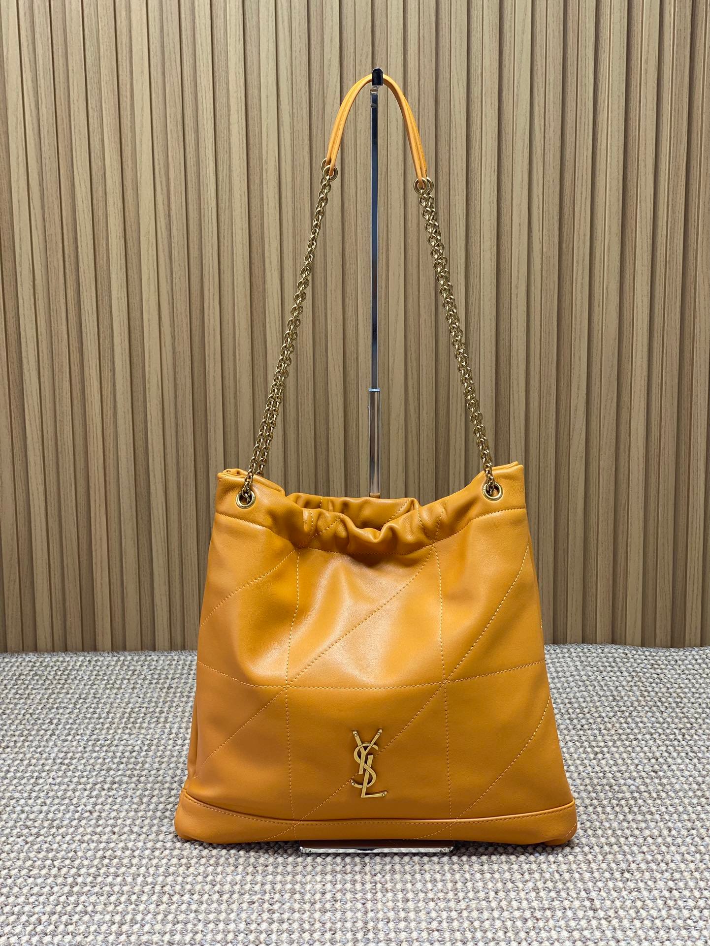 YSL精品仿製Jamie包橙色羊皮絎縫大容量時尚百搭慵懶通勤女包