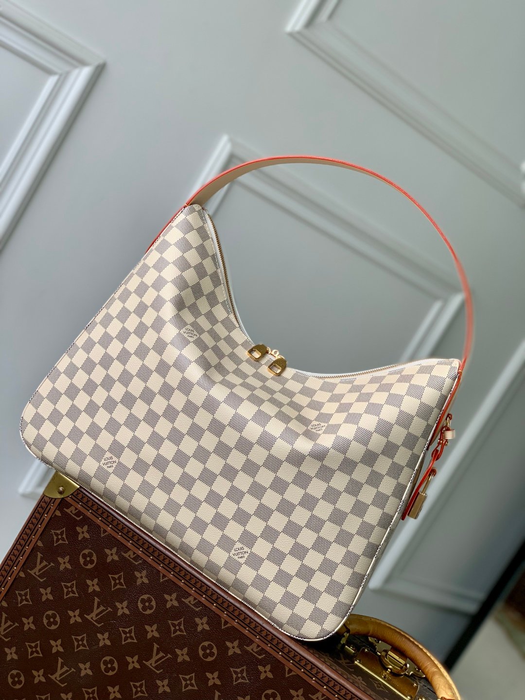 LV 一比一Slouchy MM格紋手袋 高級感大容量通勤包 氣質優雅法式風N00126