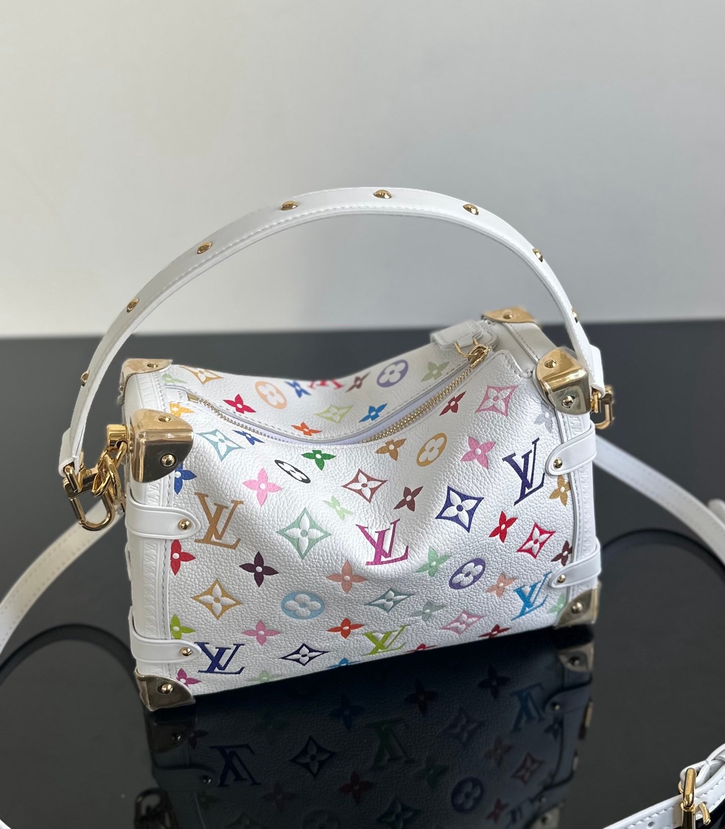 LV精品仿製白三彩Side Trunk中號手袋復古盒型設計時髦吸睛