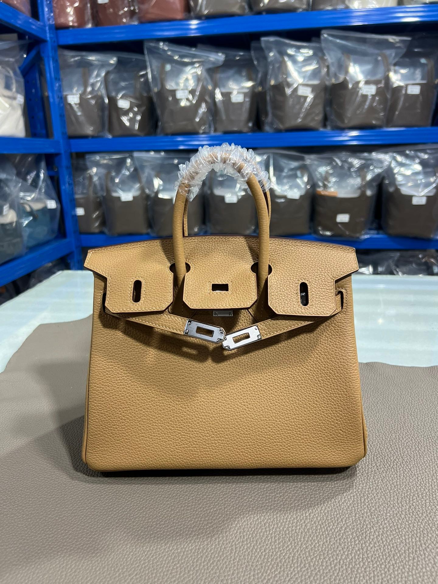 Hermès 頂級原單Birkin奶茶色25/30CM鉑金包 Togo皮銀扣 減法油邊工藝 知性高級感