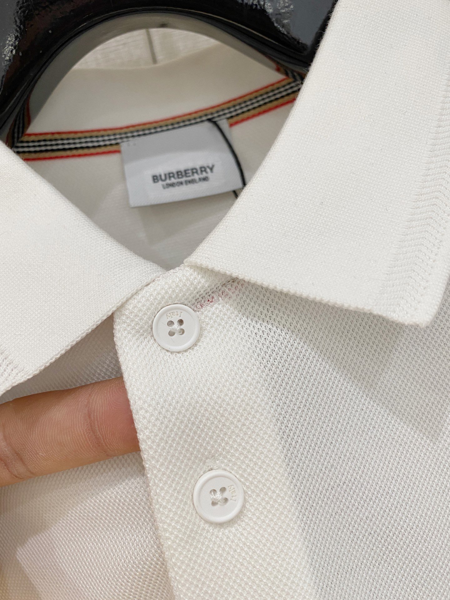 Burberry頂級原單白色LOGO翻領Polo衫男士簡約氣質2025新品紳士百搭首選