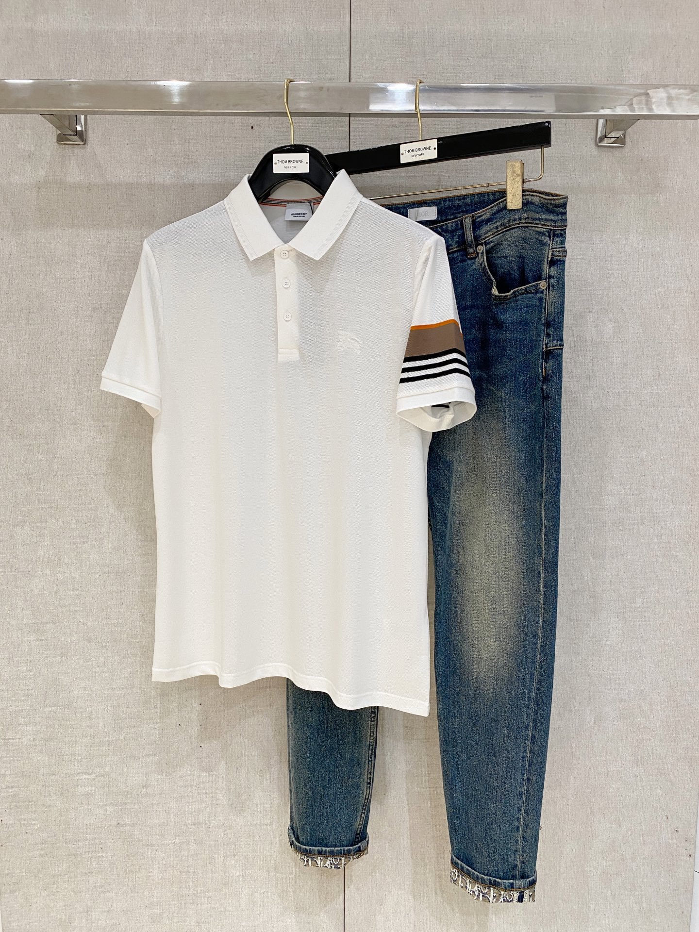Burberry頂級原單白色LOGO翻領Polo衫男士簡約氣質2025新品紳士百搭首選