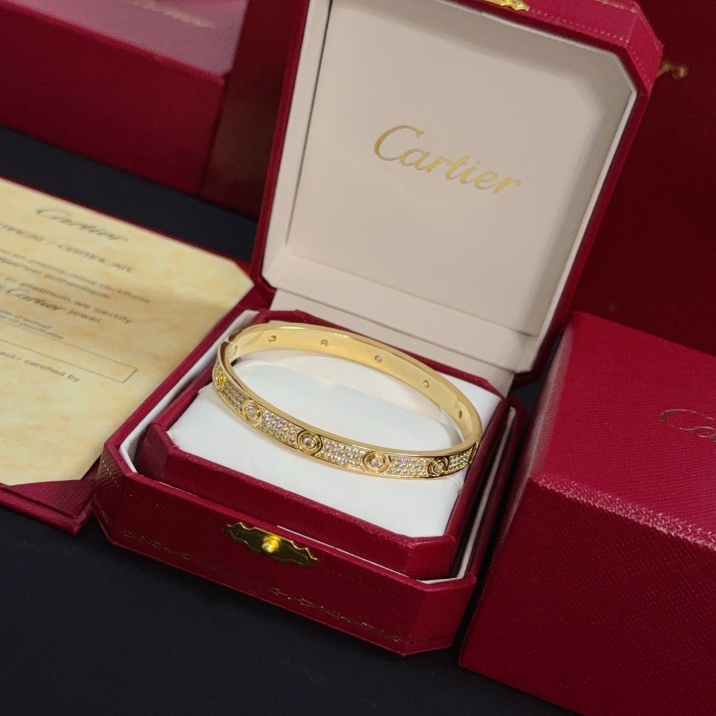 卡地亞 Cartier 鑲鑽豹頭手鐲｜高端定制 V金材質｜男女皆宜經典款
