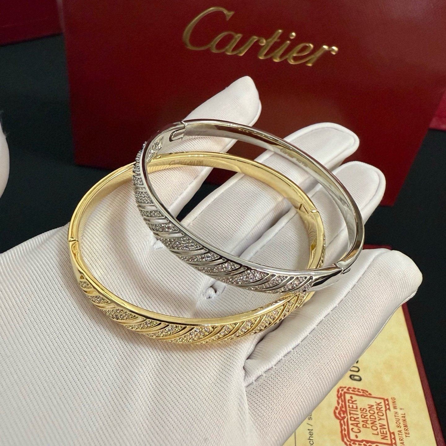 卡地亞 Cartier 鑲鑽豹頭手鐲｜高端定制 V金材質｜經典男女款