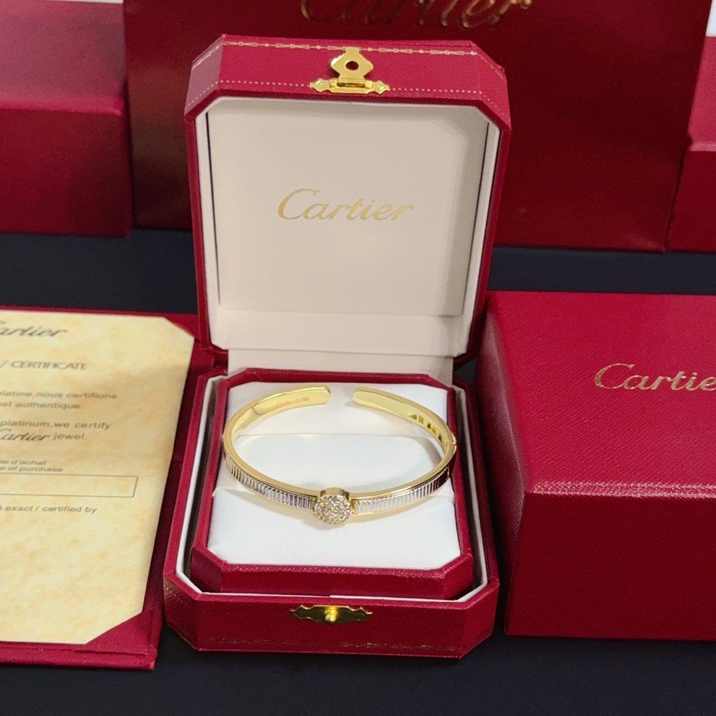 卡地亞 Cartier 鑲鑽豹頭手鐲｜高端定制 V金材質｜經典男女款