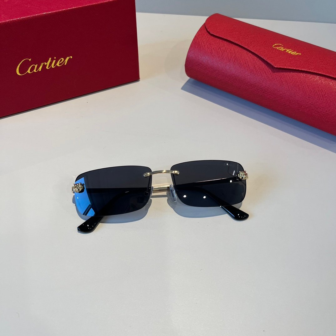 卡地亞 Cartier 珍貴系列無框太陽眼鏡｜金屬材質＋PC鏡腿｜高端輕奢款