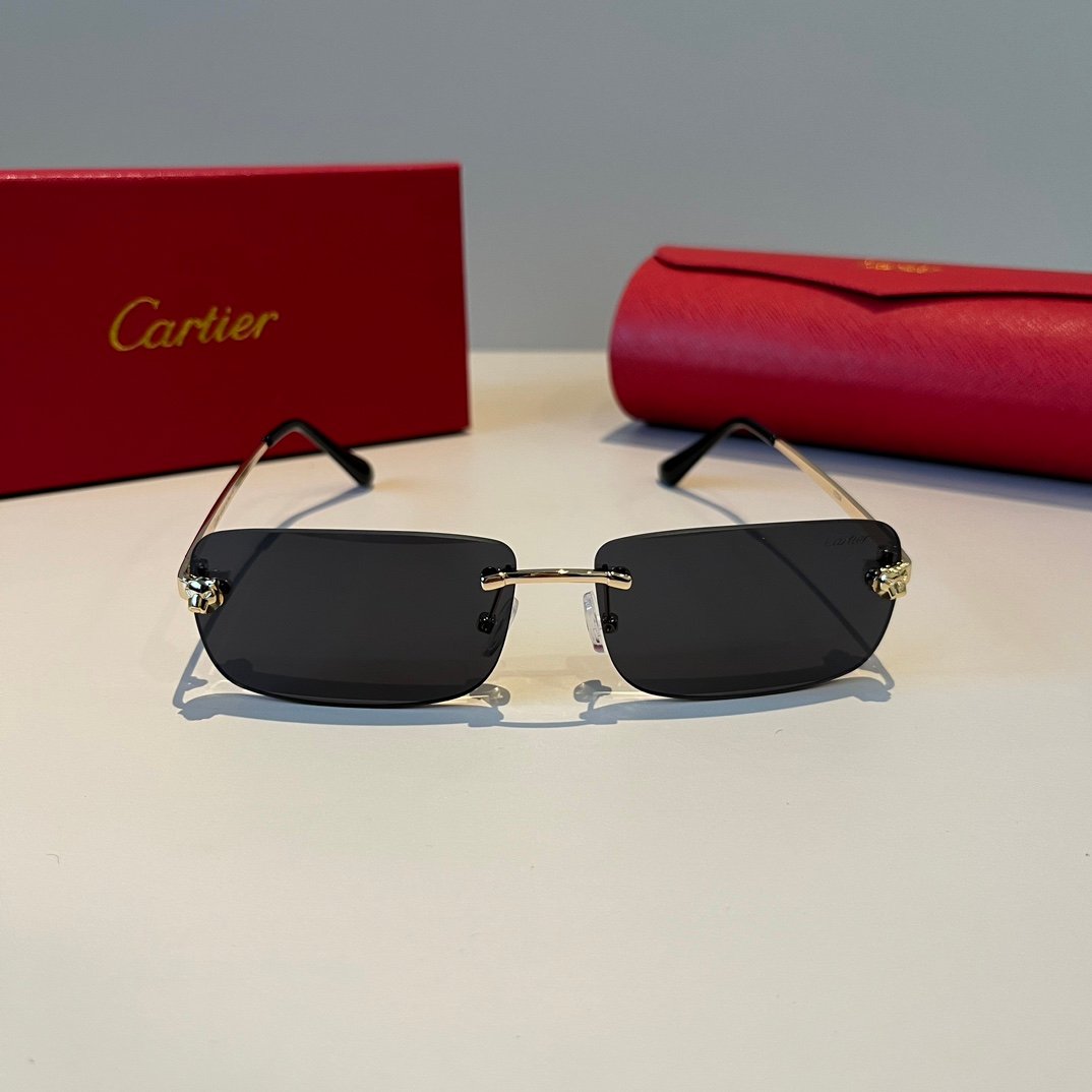 卡地亞 Cartier 珍貴系列無框太陽眼鏡|金屬材質+PC鏡腿|高端輕奢款