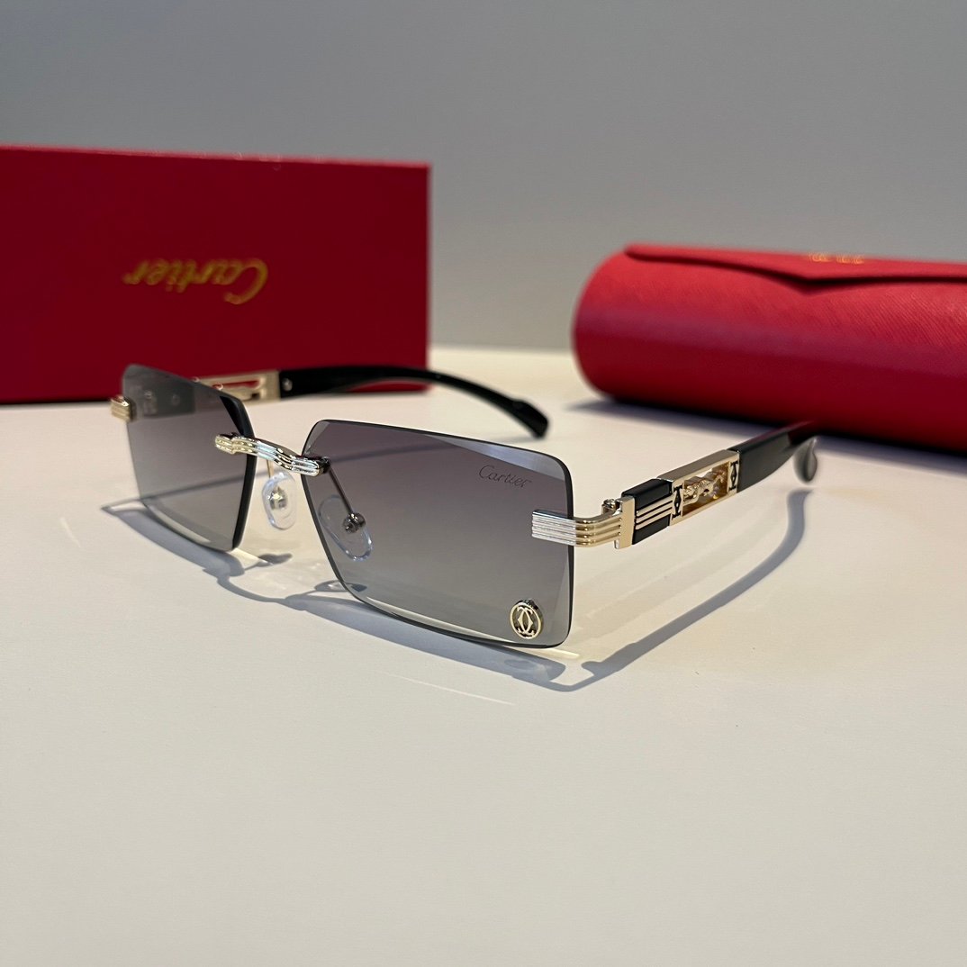 卡地亞 Cartier 珍貴無框太陽眼鏡｜金屬＋PC鏡腿｜高端輕奢款