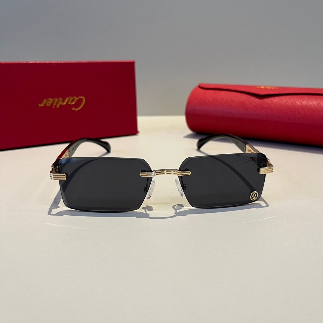 卡地亞 Cartier 珍貴無框太陽眼鏡｜金屬＋PC鏡腿｜高端輕奢款