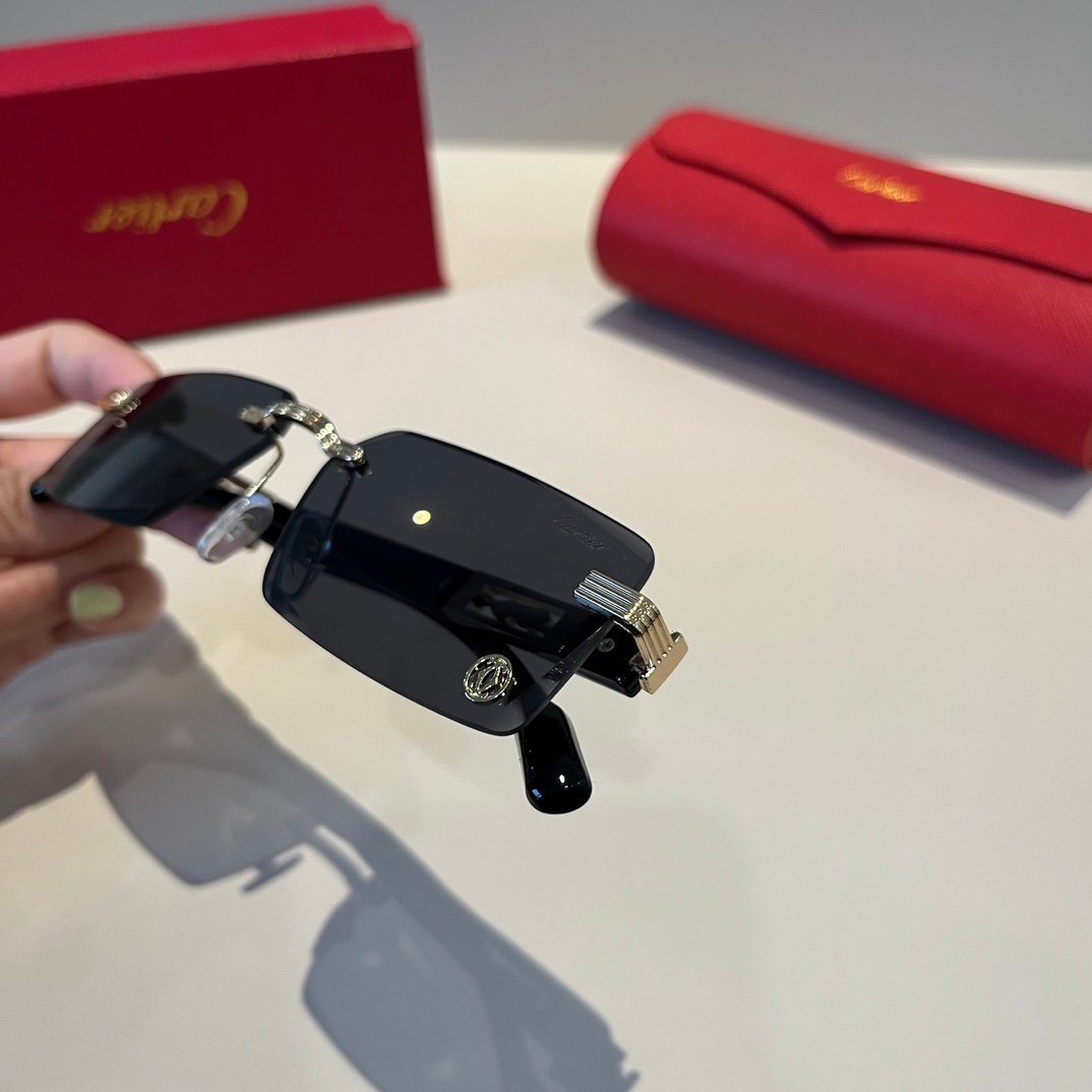 卡地亞 Cartier 珍貴無框太陽眼鏡｜金屬＋PC鏡腿｜高端輕奢款