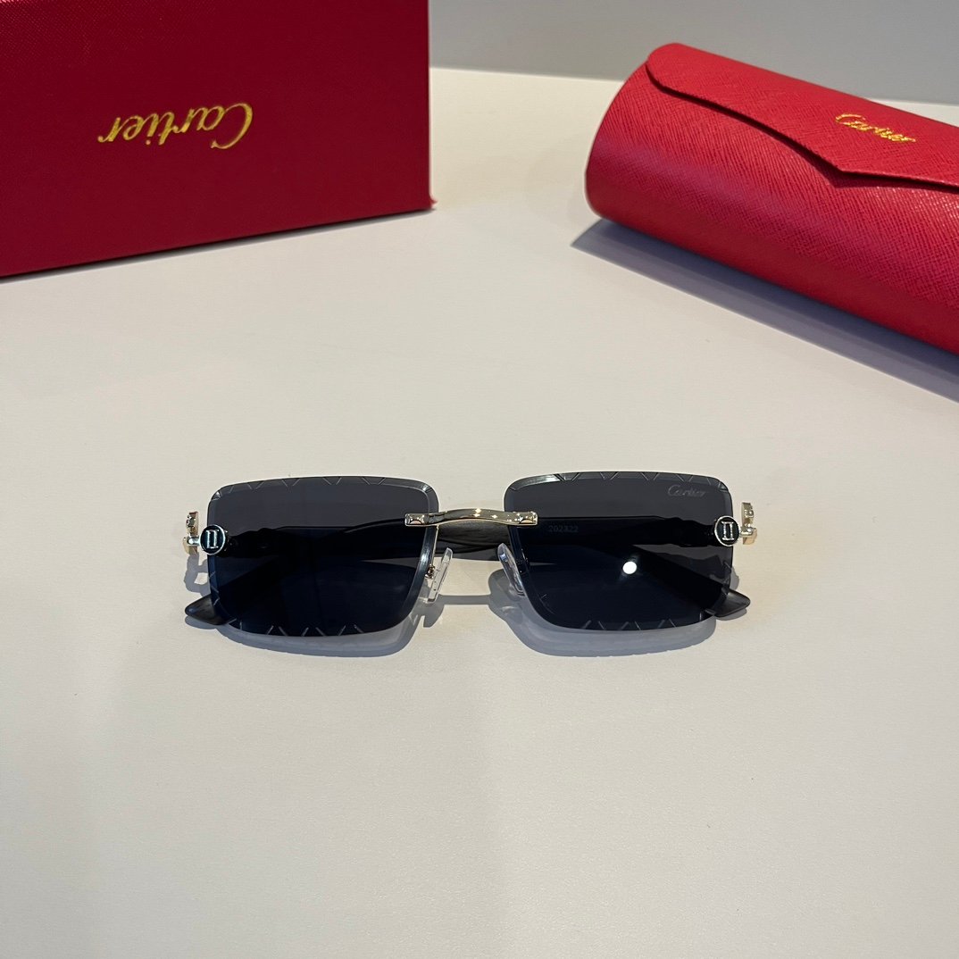 卡地亞 Cartier 珍貴無框太陽眼鏡｜金屬＋PC鏡腿｜高端輕奢款