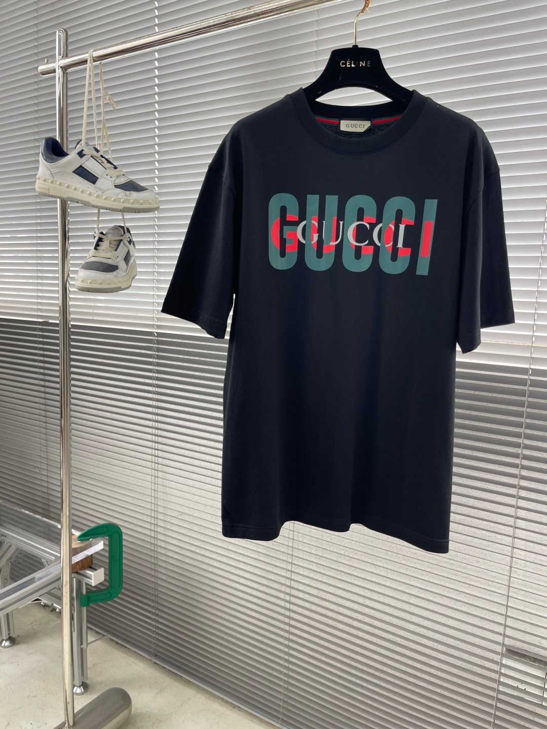 GUCCI 復刻版25SS春夏新款黑色圓領短袖 高端訂制 品牌logo重工藝