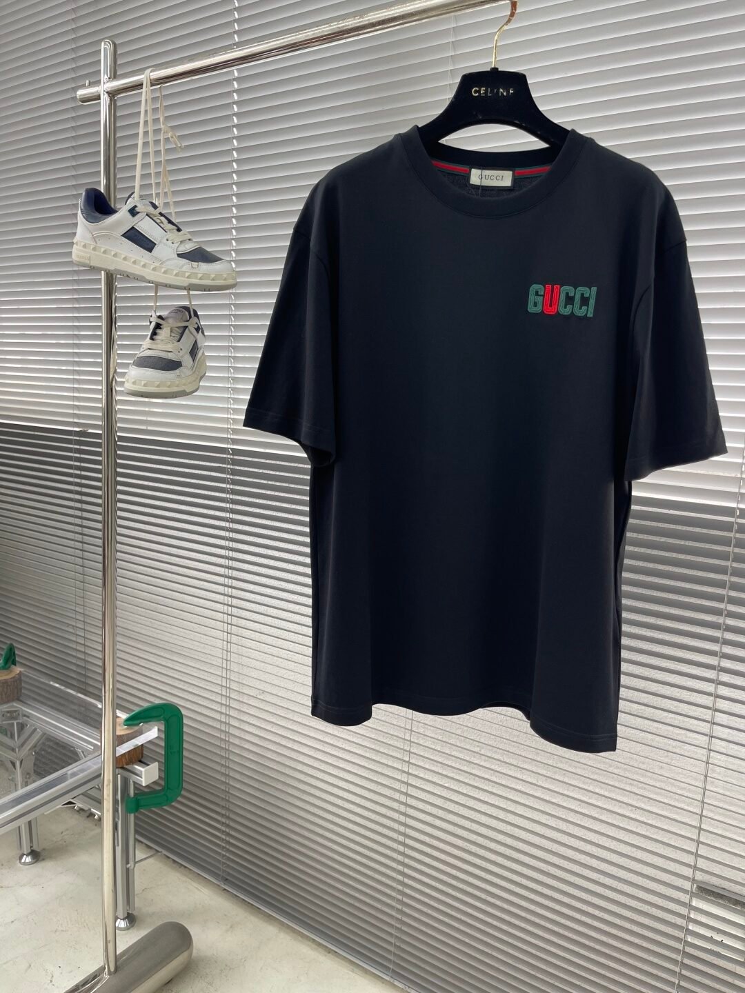 GUCCI 頂級原單25SS春夏新款黑色圓領短袖 高端訂制 品牌logo精工
