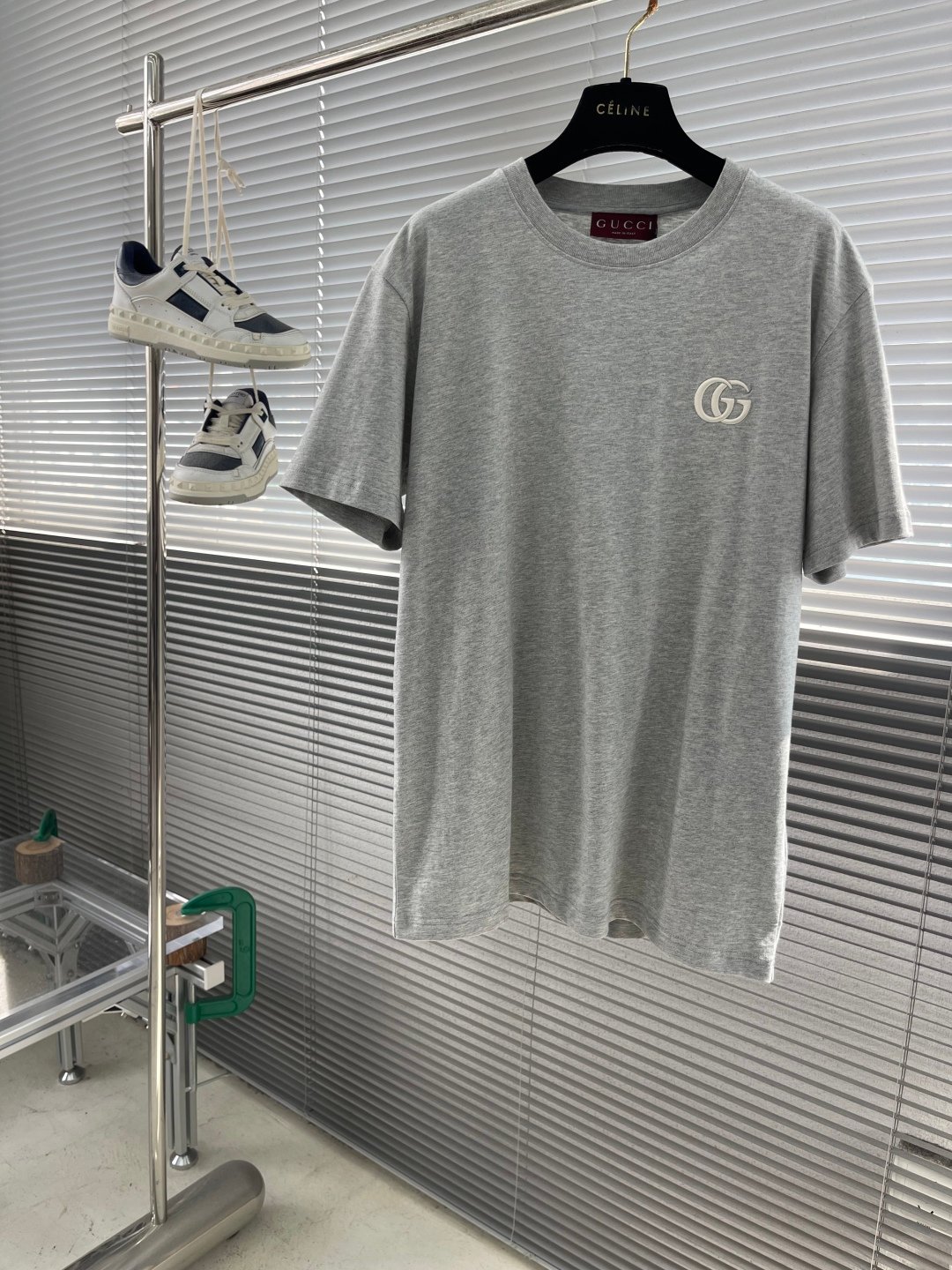 Gucci 灰色雙G刺繡T恤｜25SS男女同款｜純棉短袖｜精品一比一高仿