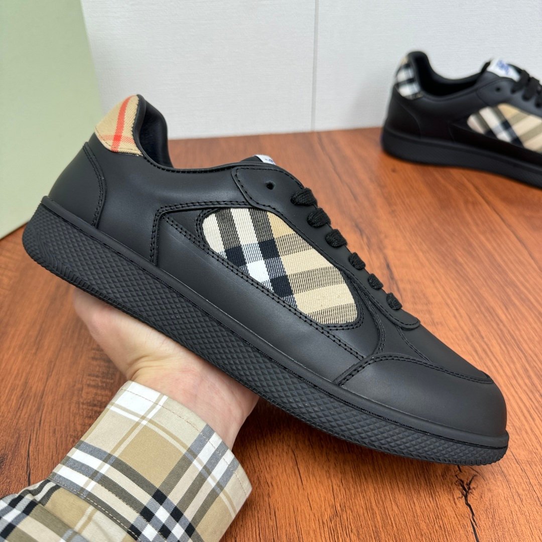 Burberryy博柏利原單酷·飒格紋Terrace運動鞋黑色