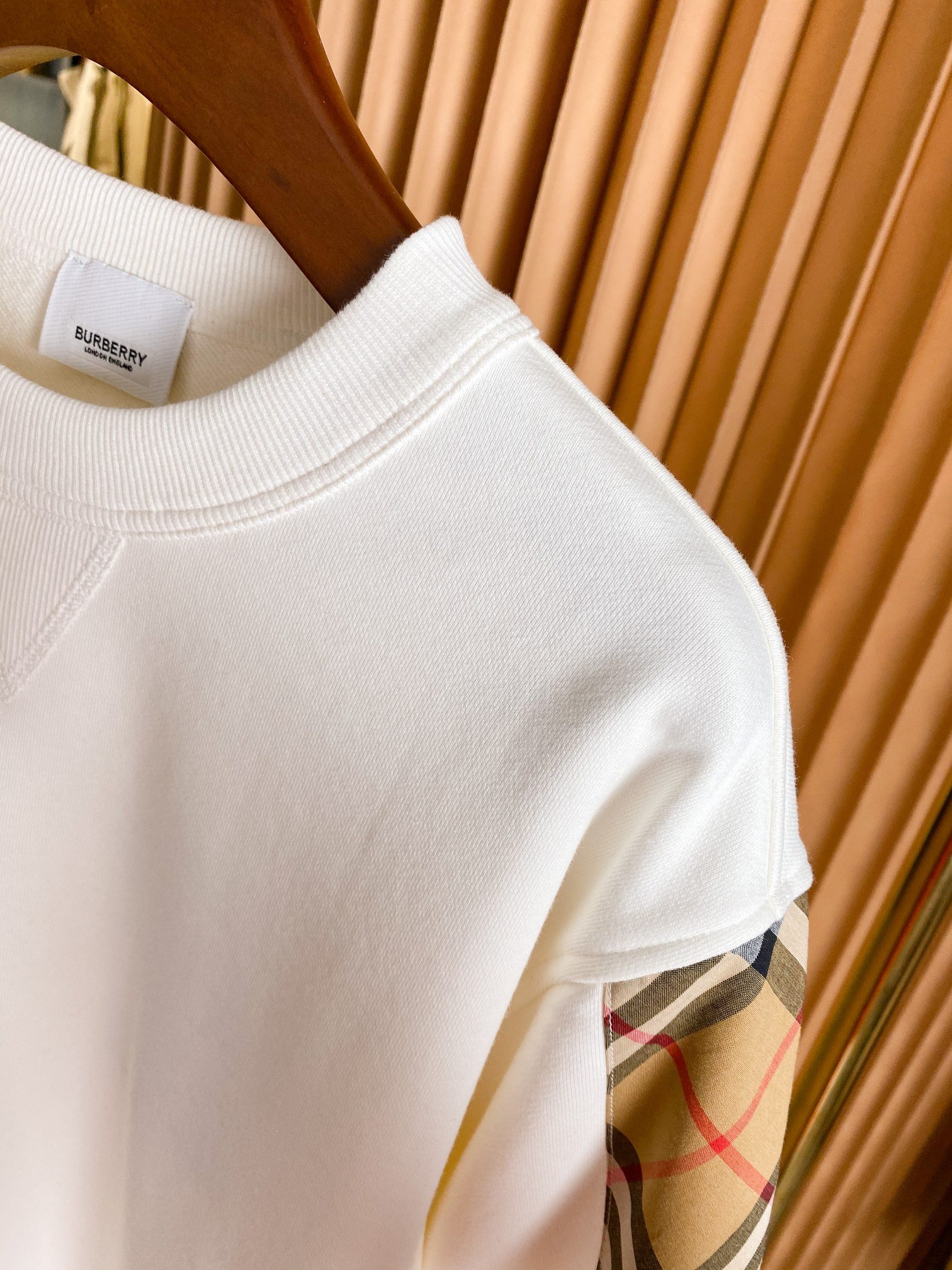 Burberry Vintage格紋拼接棉質寬鬆衛衣 白色 男女同款