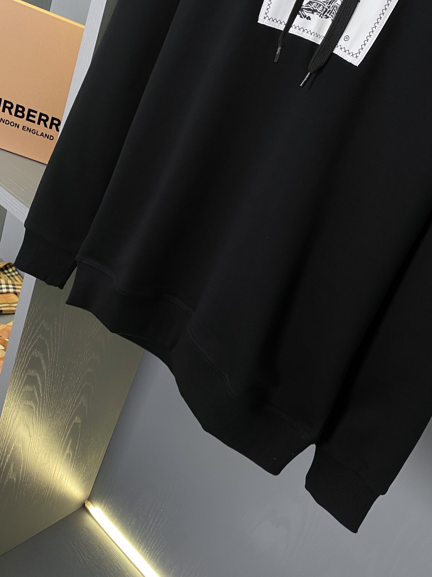 Burberry Prorsum黑色大標棉質運動連帽衛衣 男女同款