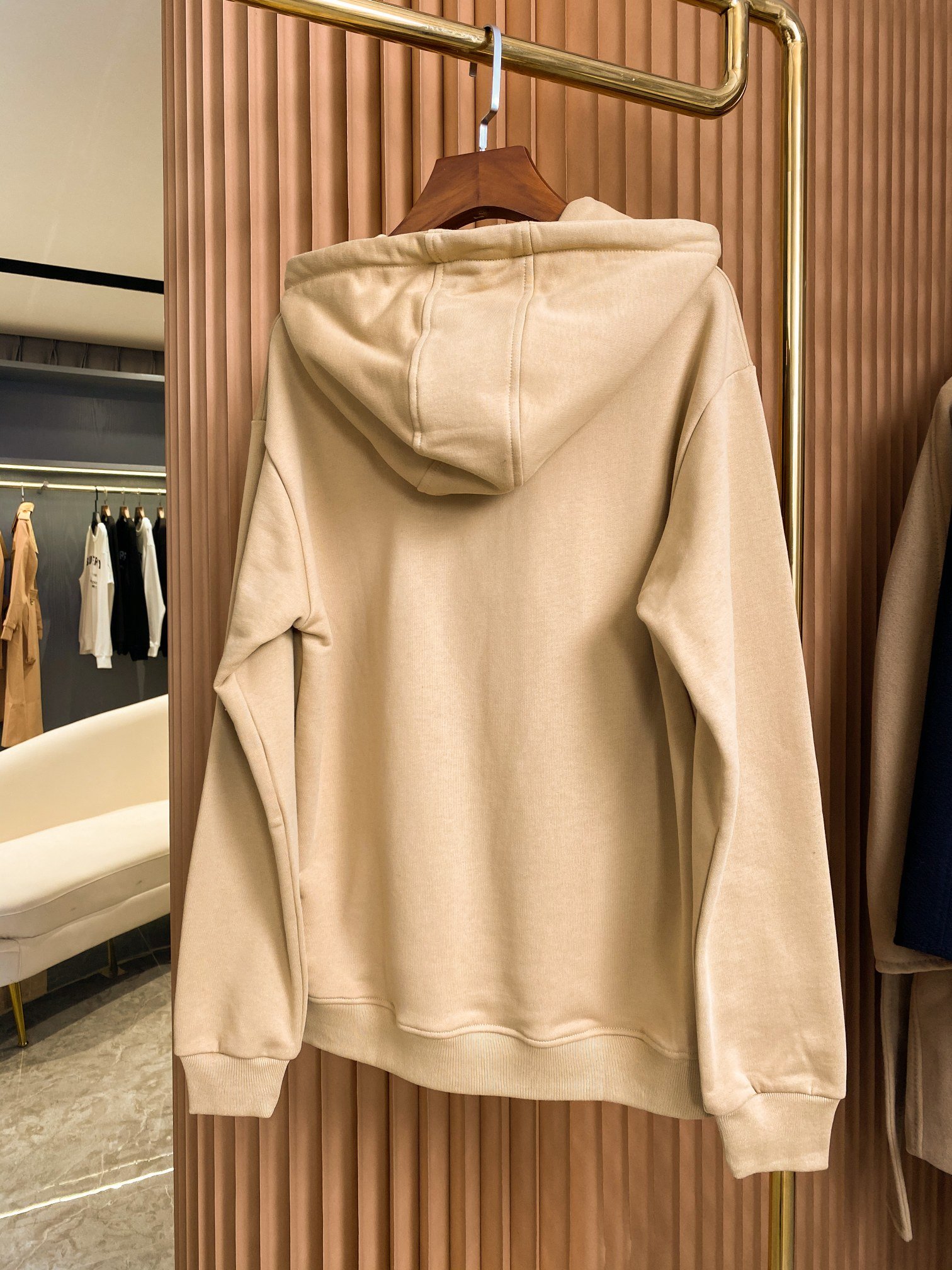 Burberry原單卡其色倫敦微標刺繡棉質連帽衛衣 男女同款