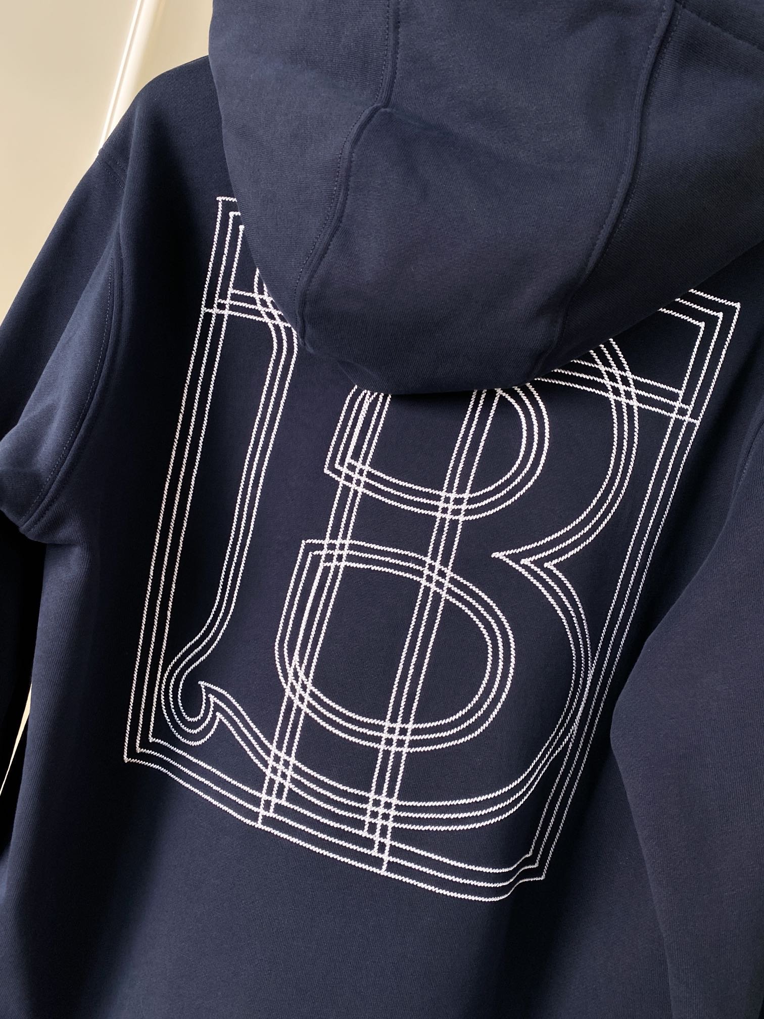 Burberry原單寶藍色倫敦微標刺繡棉質連帽衛衣 男女同款