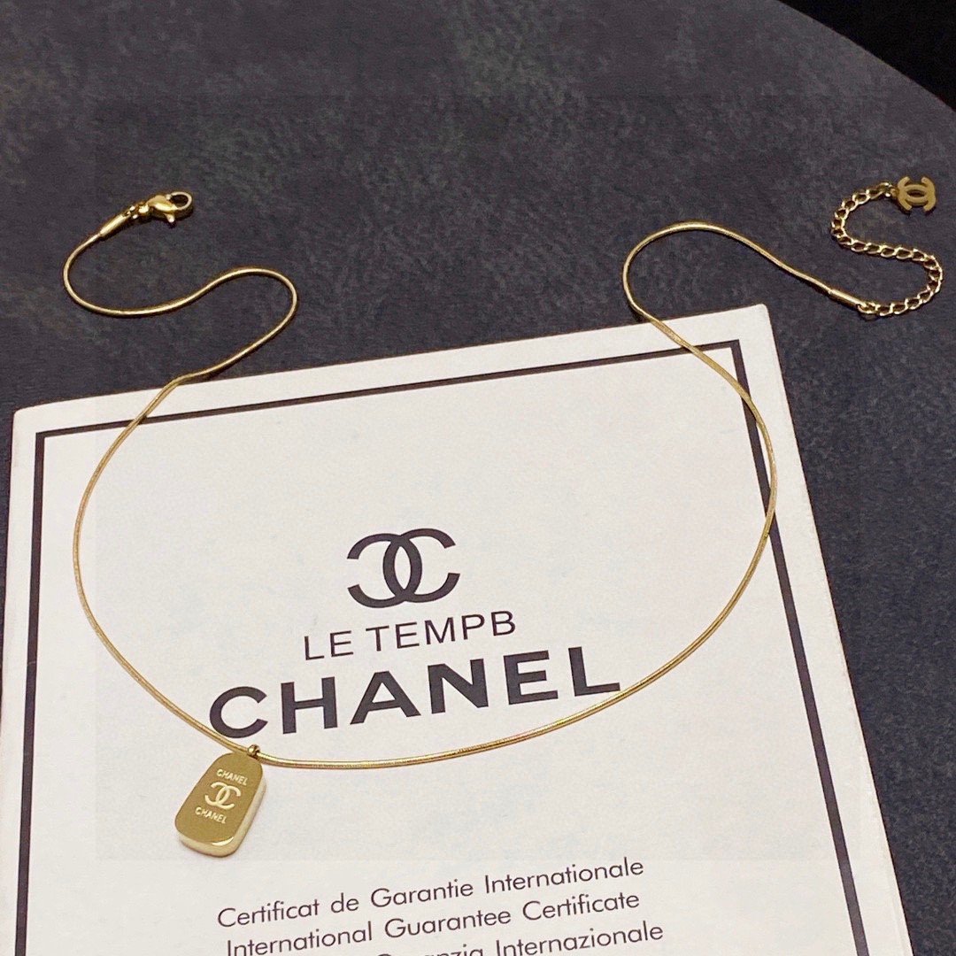 Chanel原單雙C黃金色水滴項鍊14K精鋼時尚精緻法式高雅設計