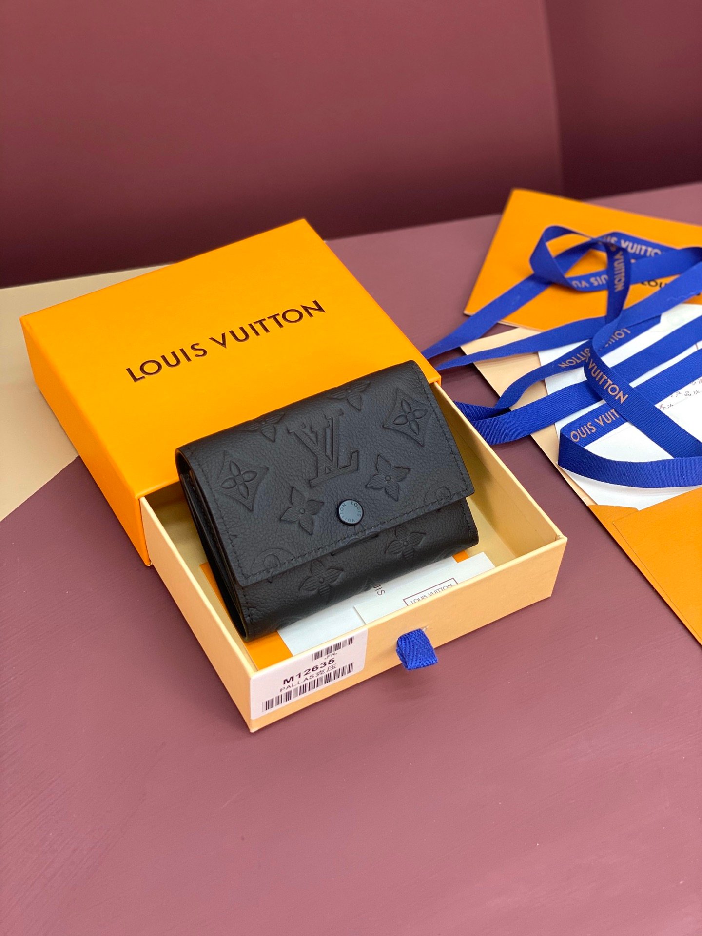 LV復刻版Victor錢包Monogram Shadow牛皮新壓花深藍按扣翻蓋小巧