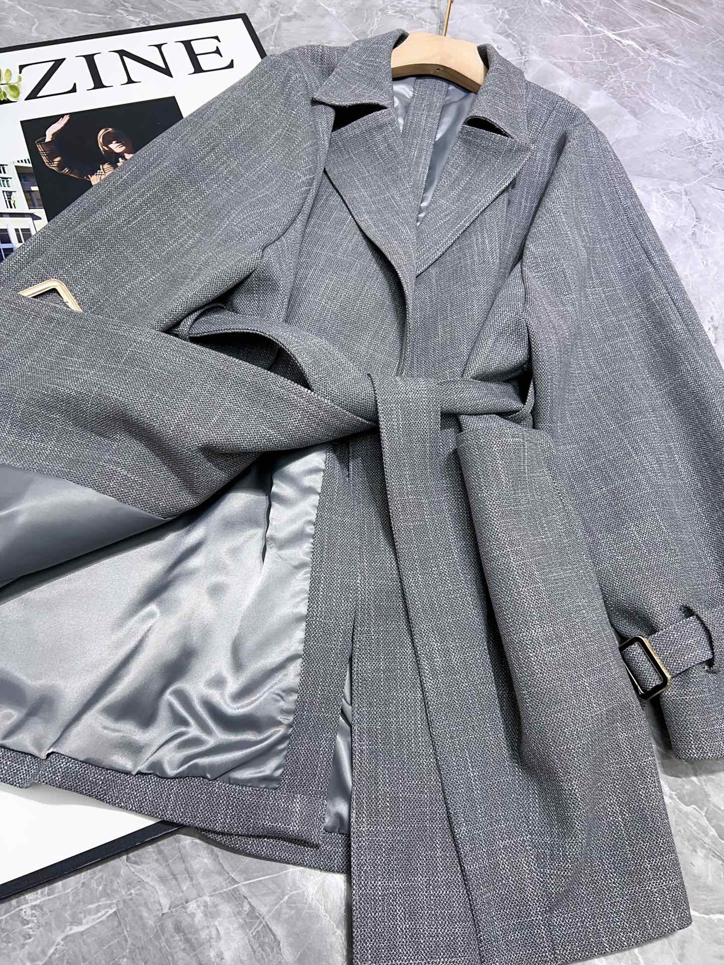 Dior精品羊毛混紡大衣外套英倫風收腰設計灰色百搭高級感