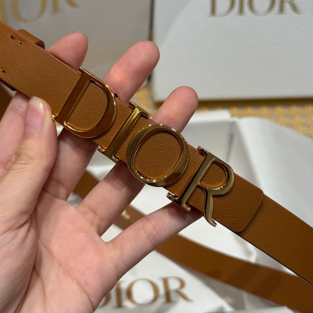 Dior頂級D-Dream雙面女士腰帶2cm時尚優雅金屬扣