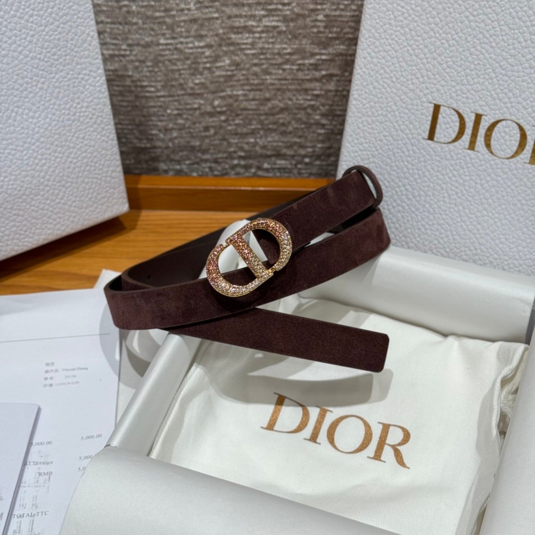 Dior 迪奧 Metamorphose 新款女士蝴蝶扣腰帶20mm麂皮拼牛皮設計