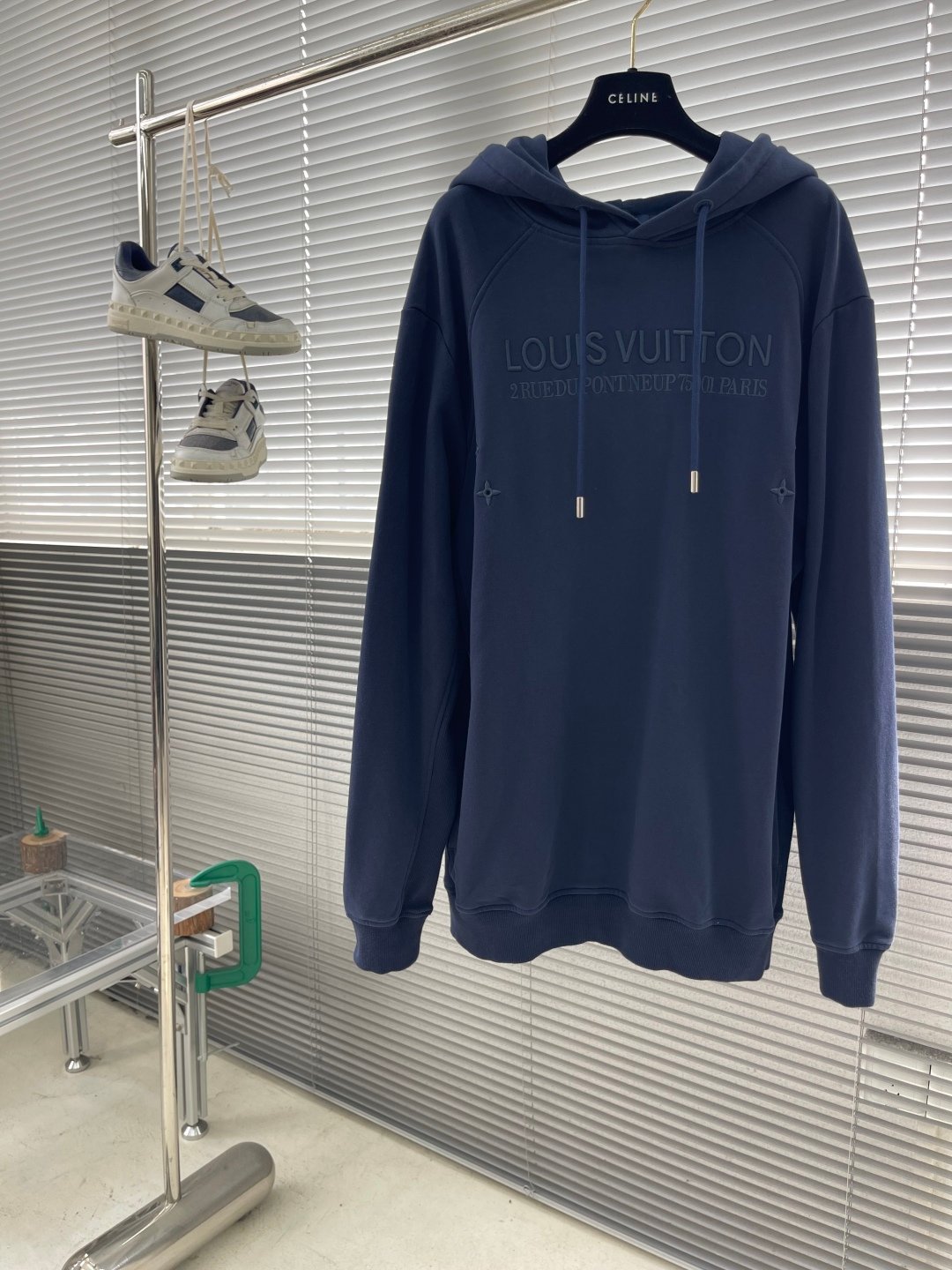 LV高仿藍色重工刺繡圓領衛衣 情侶款厚磅純棉水洗上衣 高級街頭時尚款