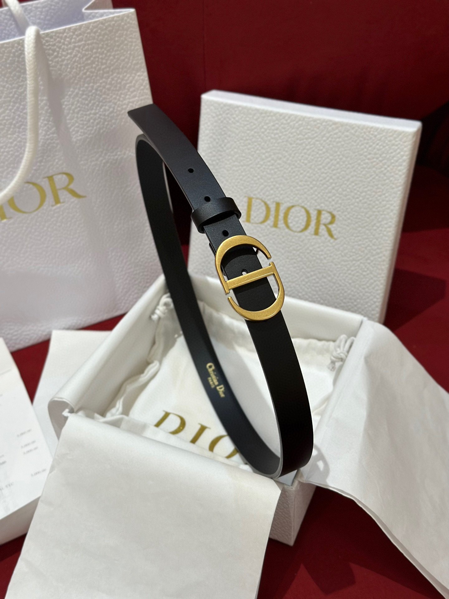 Dior高仿Saddle牛皮腰帶時尚百搭2cm經典金屬CD標