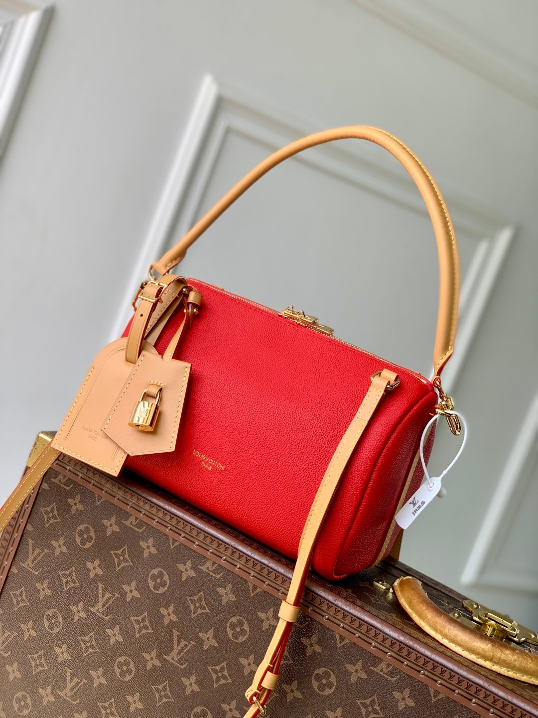LV 高仿 Express 小號手袋 M26905 紅色 牛皮 Monogram 都市百搭女包