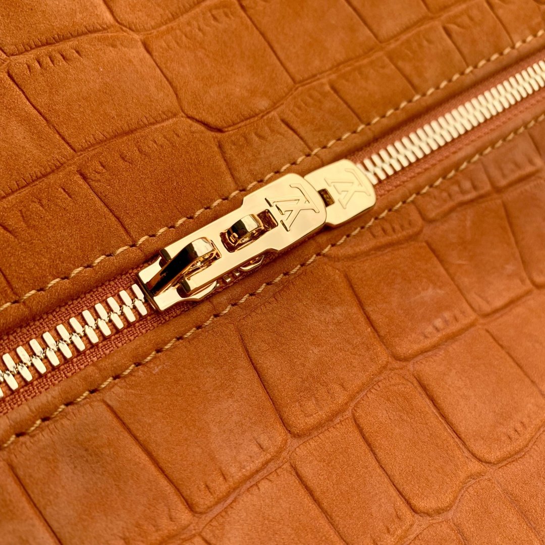 LV 高仿 Express 中號手袋 26358 橙色鱷魚紋 牛皮 Monogram 都市百搭女包