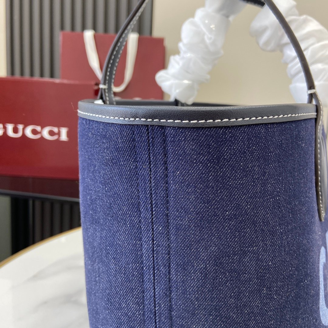 Gucci 高仿 牛仔托特包 丹寧藍設計 大容量時尚手提包820481