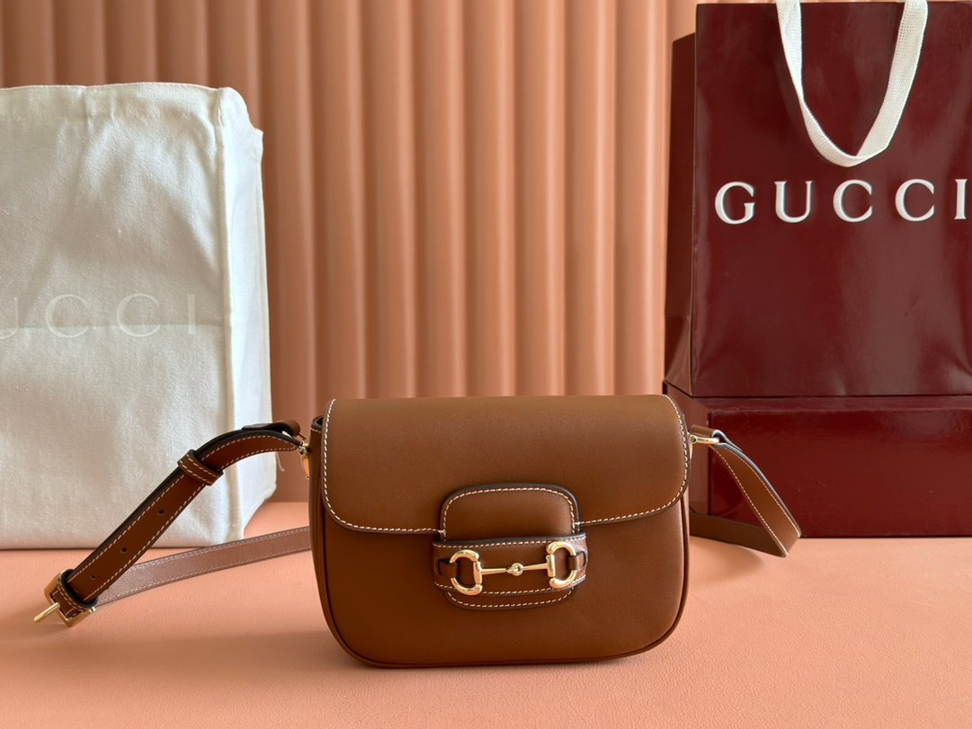 Gucci精品仿製1955馬銜扣包焦糖棕設計2025新款優雅經典風